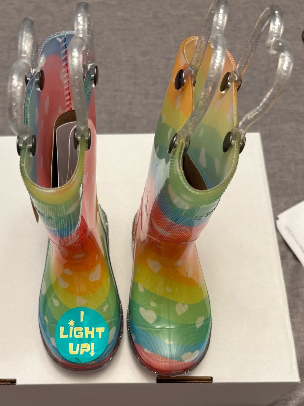 Western Chief Kids Rainbow Light-Up Rain Boots - Multicolor Hearts
Size 5